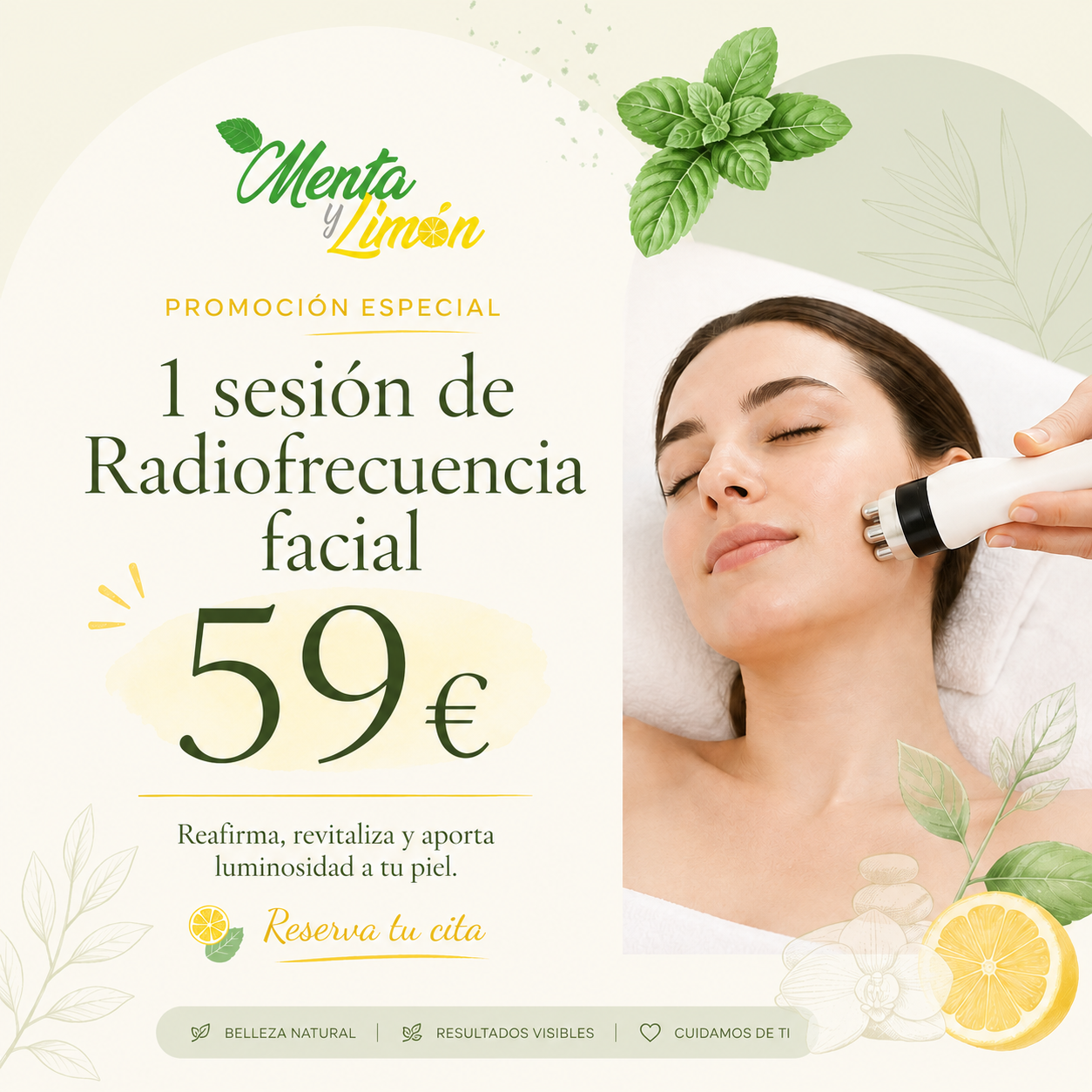Promoción radiofrecuencia facial Mental y limón